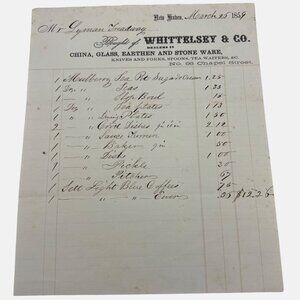 1859 Whittelsey & Co. Billhead China Glass Earthen & Stone Ware Antique Ephemera